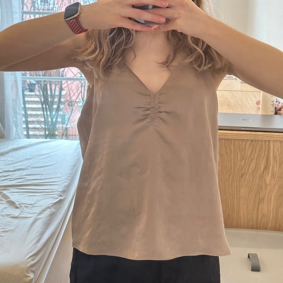 🩰ballerina pink cami in gathered satin, fully lined - Picture 2 of 4